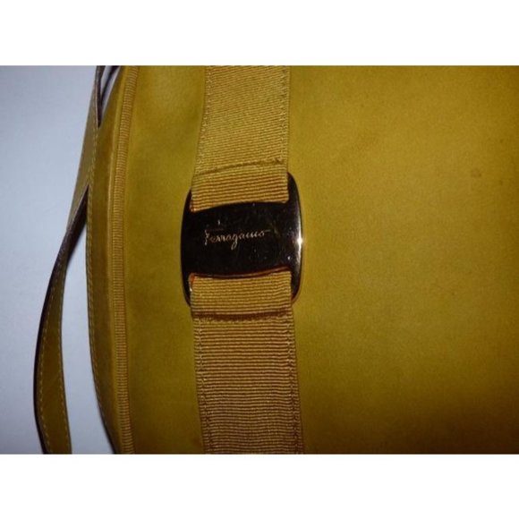 Salvatore Ferragamo Vintage Mustard Yellow Suede And Leather Crossbody - Picture 11 of 12